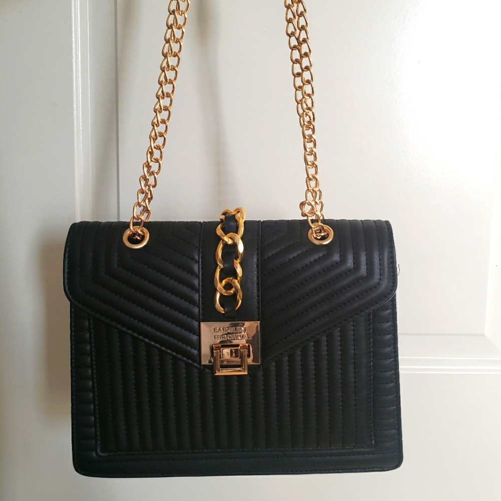 Badgley Mischka Black Handbag With Gold Accents